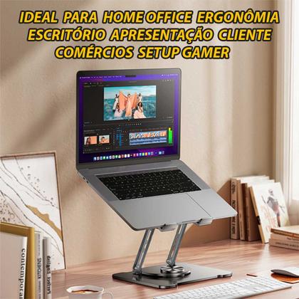 Imagem de Suporte Mesa Apoio Base Stand Notebook Articulado Ajustável  Ergonômico Dobrável Alumínio Premium 