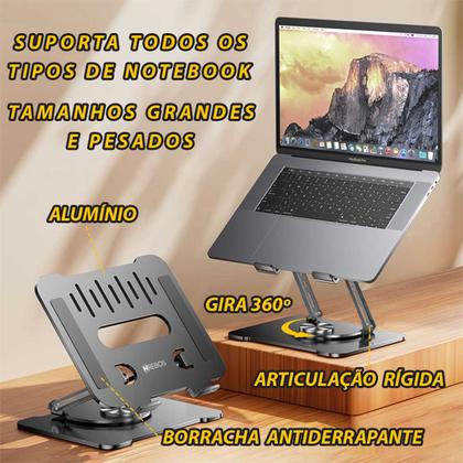 Imagem de Suporte Mesa Apoio Base Stand Notebook Articulado Ajustável  Ergonômico Dobrável Alumínio Premium 