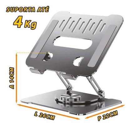 Imagem de Suporte Mesa Apoio Base Stand Notebook Articulado Ajustável  Ergonômico Dobrável Alumínio Premium 