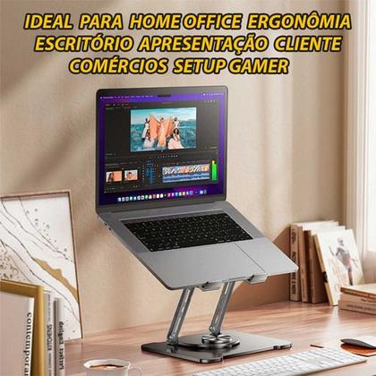 Imagem de Suporte Mesa Apoio Base Stand Notebook Articulado Ajustável  Ergonômico Dobrável Alumínio Premium 