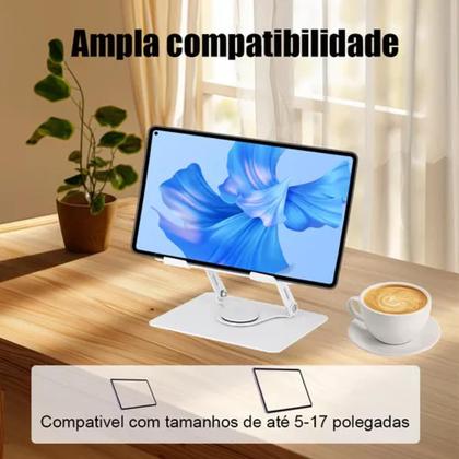 Imagem de Suporte Mesa Base Notebook Regulável Postura 360 Com Cooler Branco 
