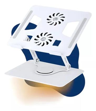 Imagem de Suporte Mesa Base Notebook Regulável Postura 360 Com Cooler Branco 