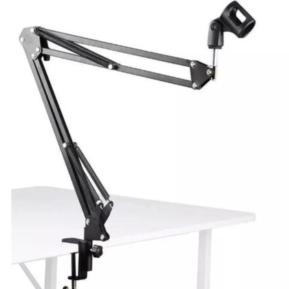 Imagem de Suporte microfone premium articulado braço ajustavel universal em aço poscast estudio