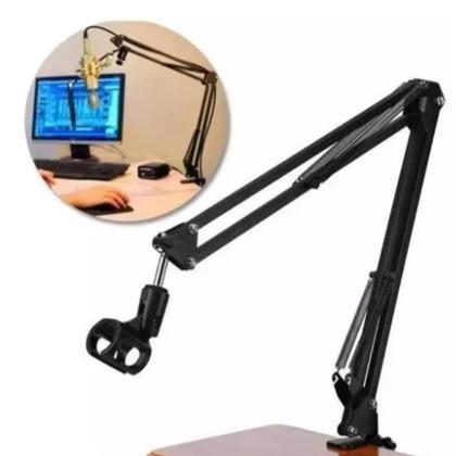 Imagem de Suporte microfone premium articulado braço ajustavel universal em aço poscast estudio
