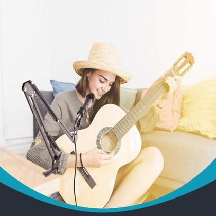 Imagem de Suporte microfone premium articulado braço ajustavel universal em aço poscast estudio