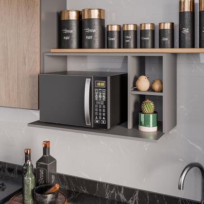 Imagem de Suporte Microondas com 2 Nichos em MDP Suspenso Zain 80cm M12 - D'Rossi