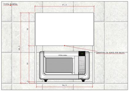 Imagem de Suporte Microondas Mdf Branco Armário Aéreo P/pratos Nicho Cozinha