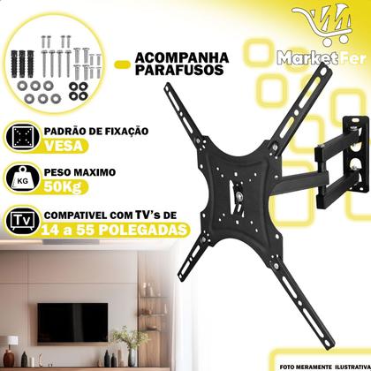 Imagem de Suporte Móvel Articulável Para Tv Monitor 32 A 55 Polegadas Suporta Até 50kg