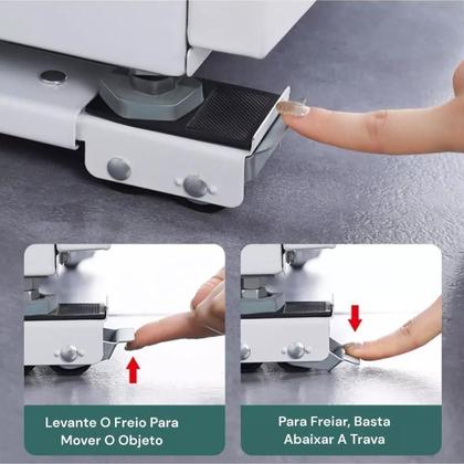 Imagem de Suporte Móvel Com Rodinhas Pé Nivelador Base Ajustável Com Rodinhas Ideal Para Geladeiras, Máquina de Lavar, Móveis