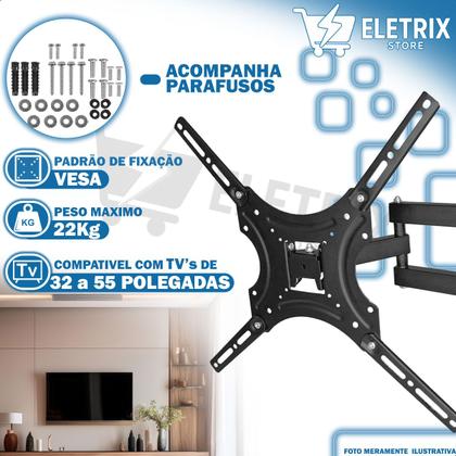 Imagem de Suporte Móvel TV 23 63 Polegadas Triarticulado Ajustável Braço Longo Retrátil