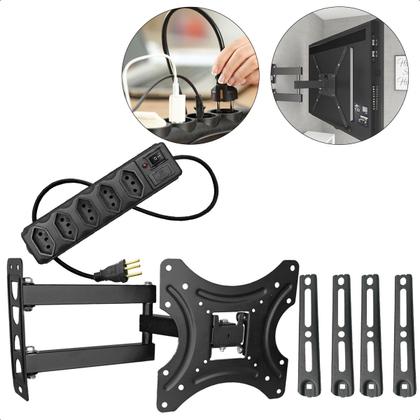 Imagem de Suporte Móvel TV 32 Á 55 Polegadas Ajustável Triarticulado Universal + Filtro De Linha 5 Tomadas