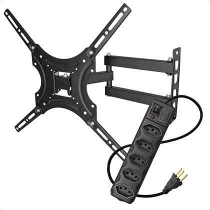 Imagem de Suporte Móvel TV 32 Á 55 Polegadas Ajustável Triarticulado Universal + Filtro De Linha 5 Tomadas