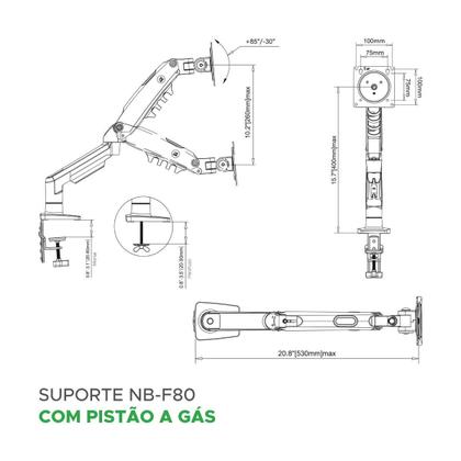 Imagem de Suporte North Bayou Nb F80 De Mesa Para Tv Monitor De 17 Até 30 Preto