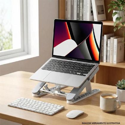 Imagem de Suporte notebook articulado duplo mesa ajustavel ergonomico celular tablet dobravel portatil kit 2 em 1