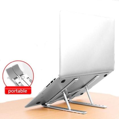 Imagem de Suporte notebook articulado laptop portatil ergonomico slim dobravel base ajustavel tablet antiderrapante mesa bancada e