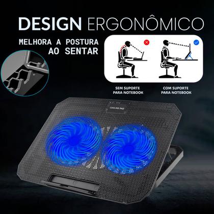 Imagem de Suporte Notebook Base Refrigerada 2 Coolers Altura Ajustável