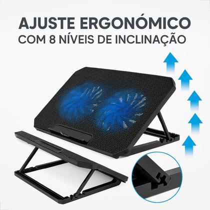 Imagem de Suporte Notebook Base Refrigerada 2 Coolers Com 8 Ajuste de Altura Home Office Silencioso Nfe