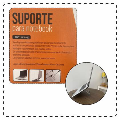Imagem de Suporte Notebook Compacto Feito Em Aço Nr-17 Ergonomico Nf