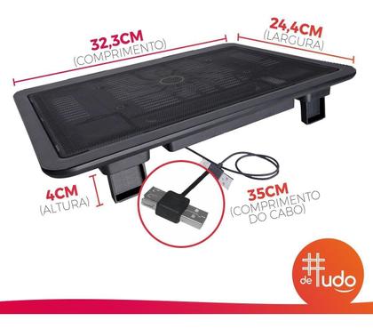 Imagem de Suporte Notebook Cooler Base Com Ventilação Apoio Mesa Usb