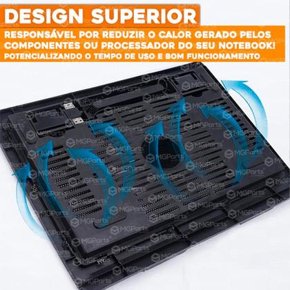 Imagem de Suporte Notebook Cooler Led Base Com Ventilação Apoio Usb Ozzix Original