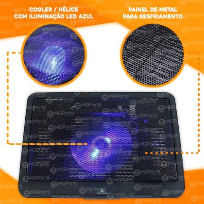Imagem de Suporte Notebook Cooler Led Base Com Ventilação Apoio Usb Ozzix Original