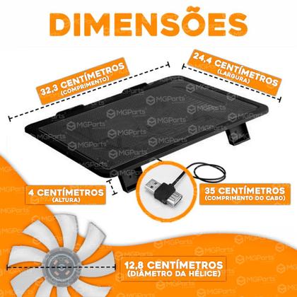 Imagem de Suporte Notebook Cooler Led Base Com Ventilação Apoio Usb Ozzix Original