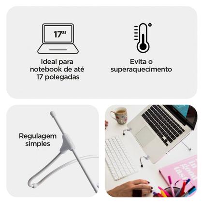 Imagem de Suporte Octoo UpTable para Notebook, Ice Silver - UP-SI