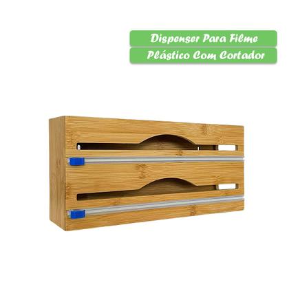 Imagem de Suporte Organizador Bambu Rolo Papel Film Alumínio C/ Corte
