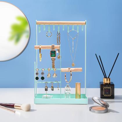 Imagem de Suporte organizador de joias ProCase, porta-colar, 4 camadas, azul