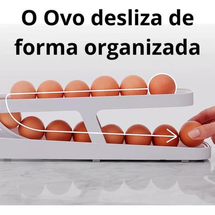 Imagem de Suporte Organizador de Ovos Para Geladeira Prateleira 2 Andares