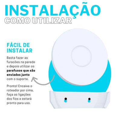 Imagem de Suporte Organizador de Parede Compatível com Roteador Modem Wi-Fi Tp-Link Omada AX 1800
