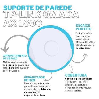 Imagem de Suporte Organizador de Parede Compatível com Roteador Modem Wi-Fi Tp-Link Omada AX 1800