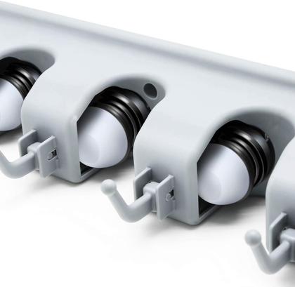 Imagem de Suporte Organizador de Vassoura 2 em 1 Multiuso Parede Organizador Ferramentas 5 Suportes 6 Ganchos