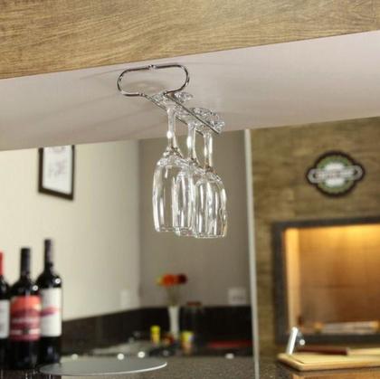 Imagem de Suporte Organizador Em Aço Cromado P/ Pendurar 3 Taças 28cm - NIQUELART