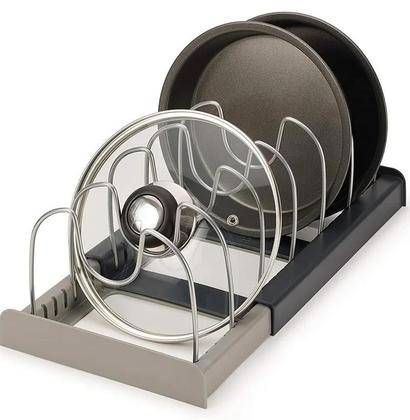 Imagem de Suporte Organizador Expansível Para Cozinha Escorredor de Pratos Porta Louças Panelas Tampas