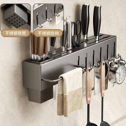 Imagem de Suporte Organizador para Utensílios de Cozinha 6 Ganchos - Cinza