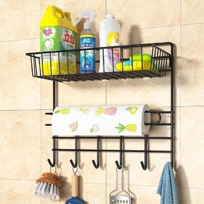 Imagem de Suporte organizador parede cozinha metal prateleira porta