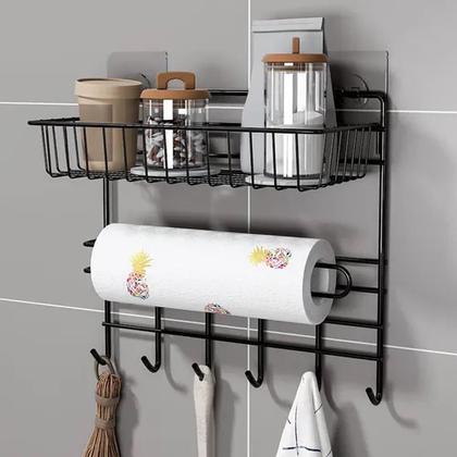 Imagem de Suporte organizador parede cozinha metal prateleira porta