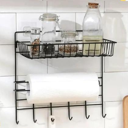 Imagem de Suporte organizador parede cozinha metal prateleira porta