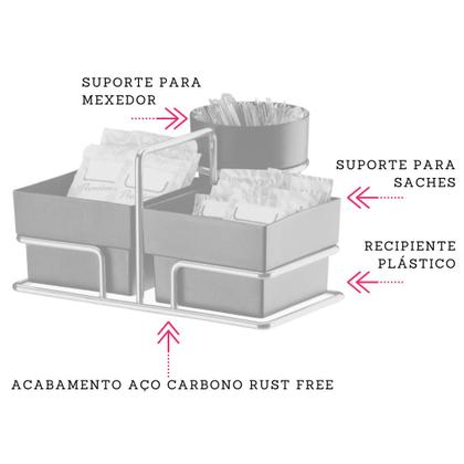 Imagem de Suporte Organizador Saches Chá Café Future Açucares Colheres Aço Dourado
