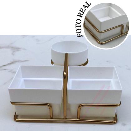 Imagem de Suporte Organizador Saches Chá Café Future Açucares Colheres Aço Dourado