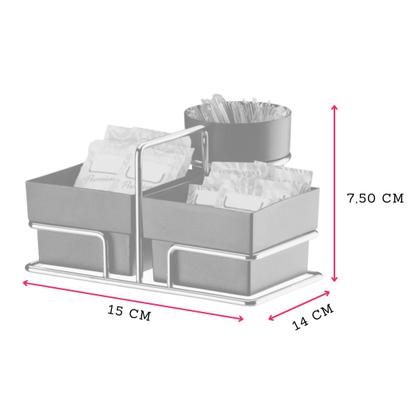 Imagem de Suporte Organizador Saches Chá Café Future Açucares Colheres Aço Dourado