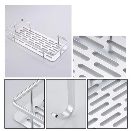 Imagem de Suporte Organizador Shampoo Condicionador Sabonete Prateleira Dupla Box Banheiro Chuveiro Aluminio Resistente