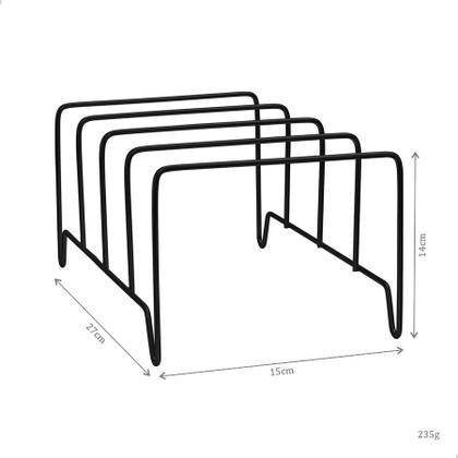 Imagem de Suporte Organizadores de Tampas e Travessas Refratários Preto 3 Peças