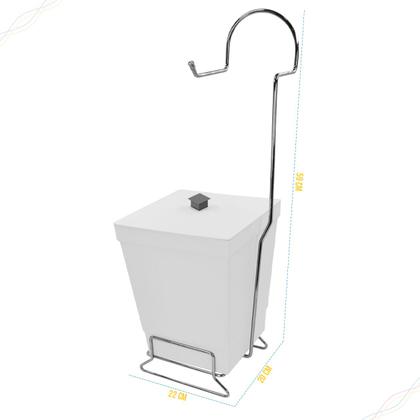 Imagem de Suporte p Papel Higiênico c Lixeira Banheiro Lavabo c Tampa