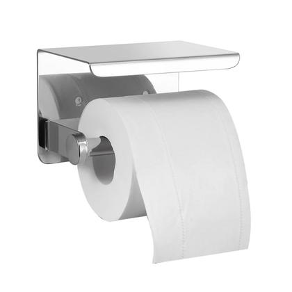 Imagem de Suporte Papel Higienico Inox Kit 2 unidades Banheiro Lavabo Prateleira Porta Celular Objeto Parede Multiuso Resistente