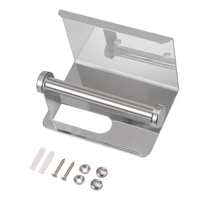 Imagem de Suporte Papel Higienico Inox Kit 2 unidades Banheiro Lavabo Prateleira Porta Celular Objeto Parede Multiuso Resistente
