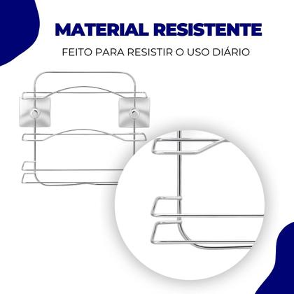 Imagem de Suporte Papel Toalha Aluminio Pvc Fixação Dupla Face Sem Furo 3m Parede Cozinha Cromado Arthi