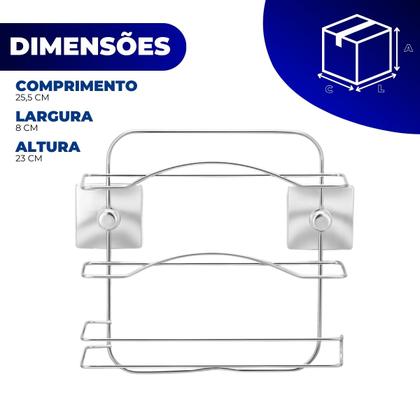 Imagem de Suporte Papel Toalha Aluminio Pvc Fixação Dupla Face Sem Furo 3m Parede Cozinha Cromado Arthi