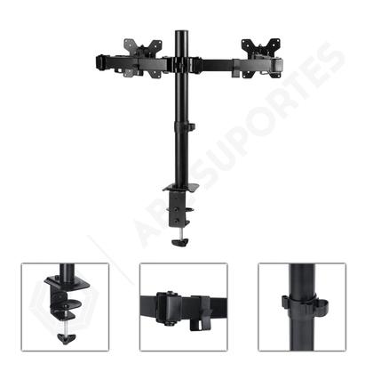 Imagem de Suporte para 02 Monitores Articulado com Garra/Morsa Para Mesa 13 à 32 Polegadas - Vinik SM-341C